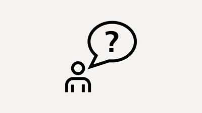 Icon: Mann mit Sprechblase und Fragezeichen