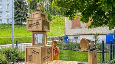 Witzli provides information at Walzenhausen railway station.