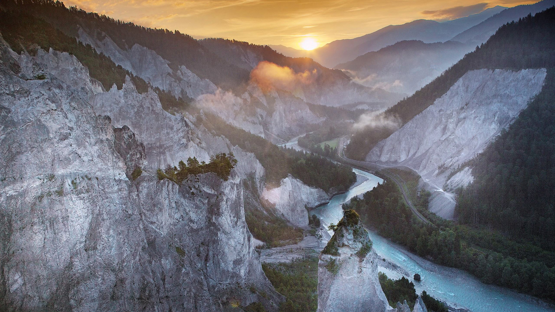 Il sole tramonta sulla gola del Reno. © Flims I Gaudenz Danuser